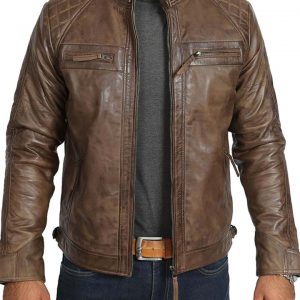 Vintage Distressed Brown Mens Leather Jacket