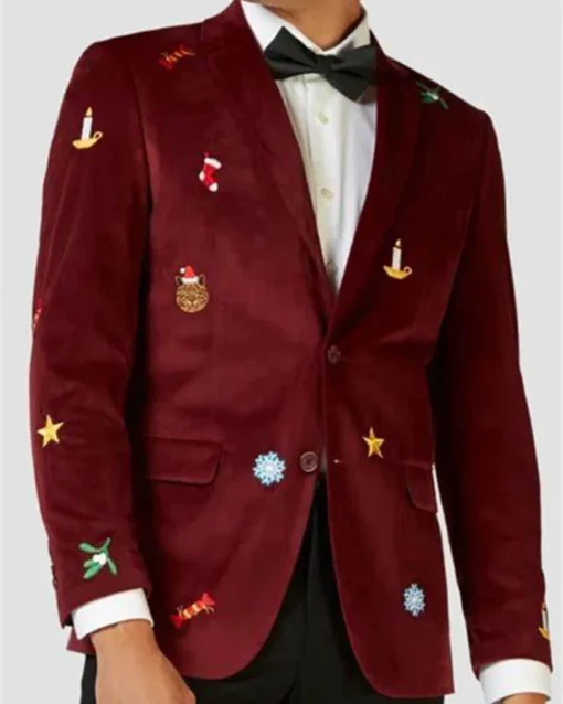 Mens Christmas Maroon Blazer