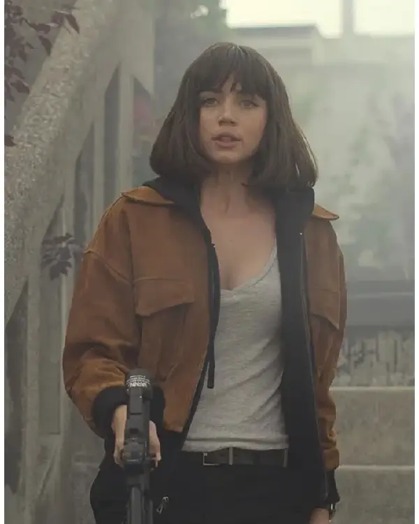 Ana de Armas The Gray Man Bomber Leather Jacket