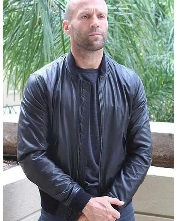 Jason Statham Black Bomber Leather Jacket