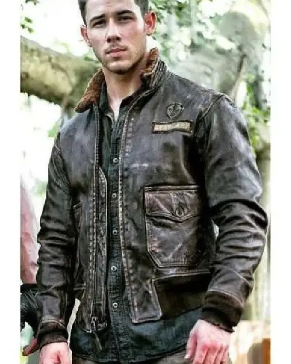 Jumanji 2 Nick Jonas Leather Jacket