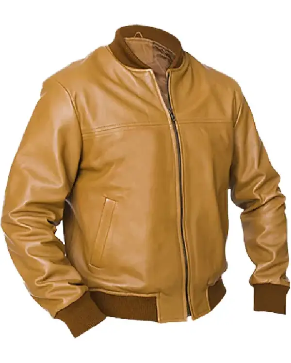 Men Camel Brown Bomber Jacket