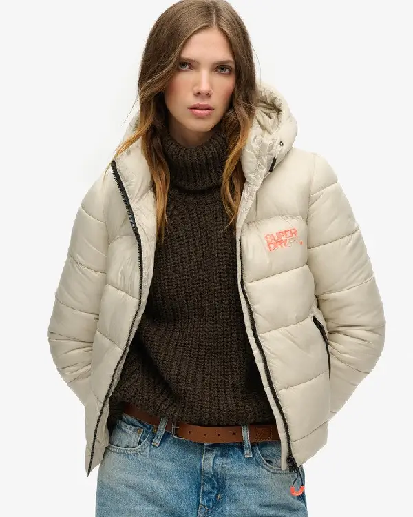 Sports Puffer Bomber Cream Jacket